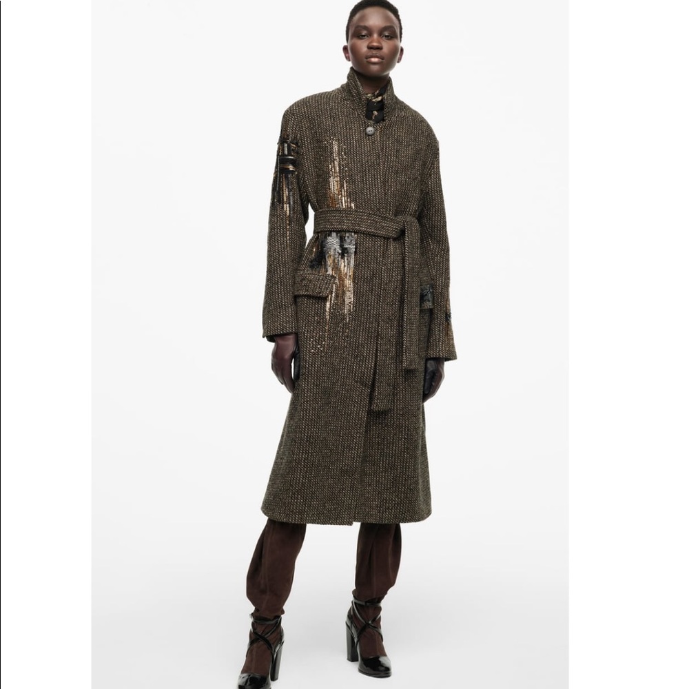 Zara embroidered coat limited edition
